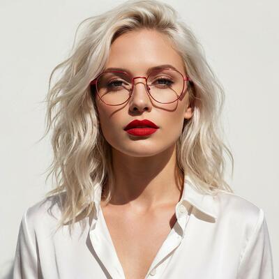 Lawson Red Round Glasses