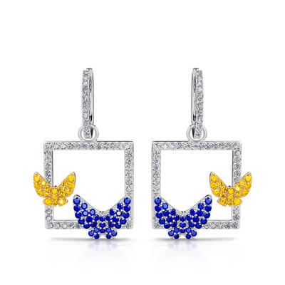 Jeulia "Nature's Awakening" Two Butterfly Sterling Silver Earrings