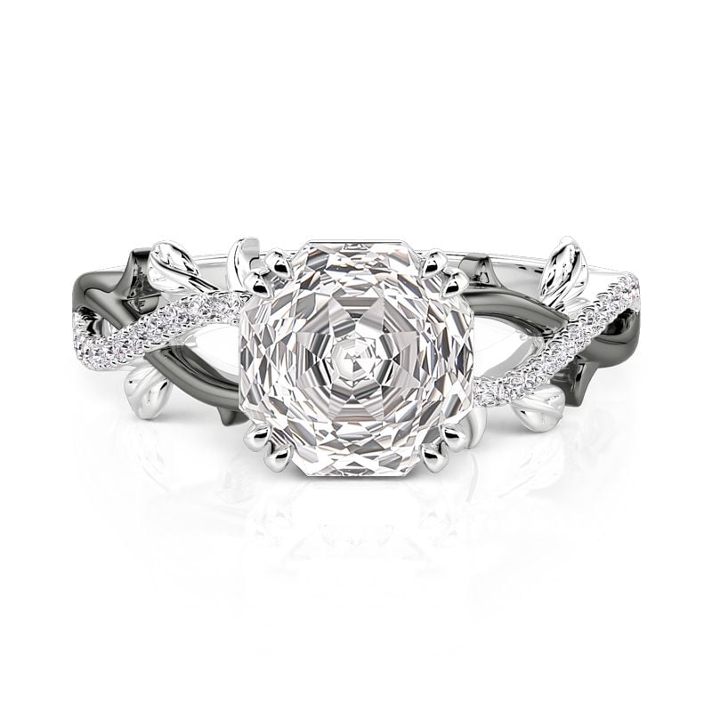 Jeulia Fashion Two Tone Twisted Black Thorn Rose Cut Ring