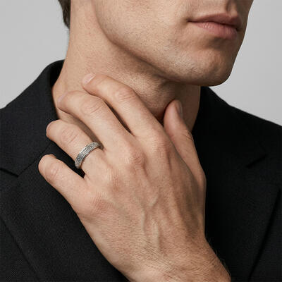 "Life Eternity" Textured Men's Wedding Ring