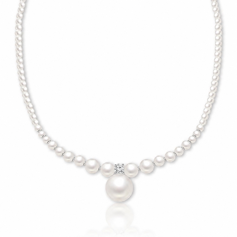Jeulia Collar de Plata de Ley con Perlas Blancas Elegante para Mujer