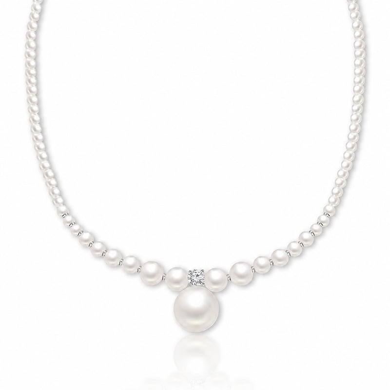 Jeulia Collar de Plata de Ley con Perlas Blancas Elegante para Mujer