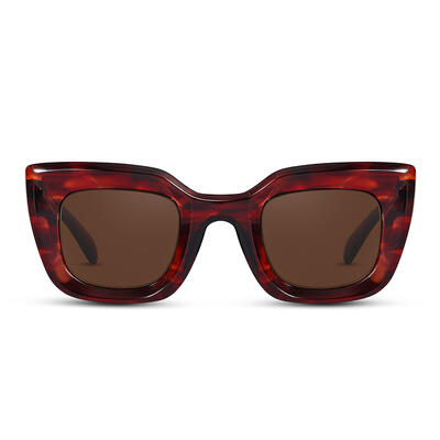 Jeulia "Retro Chaser" Rectangle Brown Unisex Sunglasses