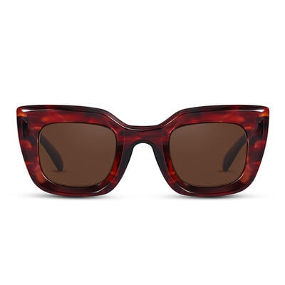 Jeulia "Retro Chaser" Rectangle Brown Unisex Sunglasses