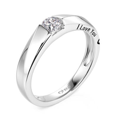 Jeulia True Love Vow Bypass Men's Engraved Wedding Band