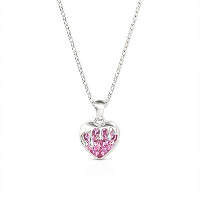 Jeulia Honey Love Pink Heart Necklace in Sterling Silver