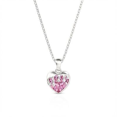 Jeulia Honey Love Pink Heart Necklace in Sterling Silver