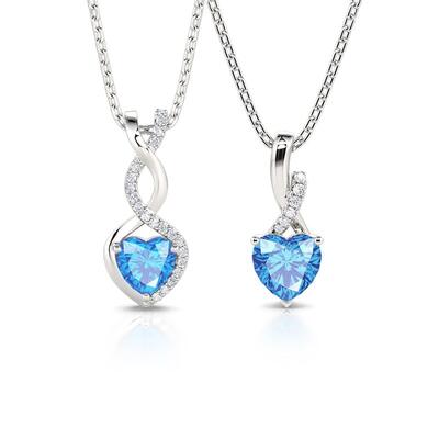 Jeulia Custom Twist Heart Mother and Daughter Necklace Set