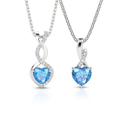 Jeulia Custom Twist Heart Mother and Daughter Necklace Set