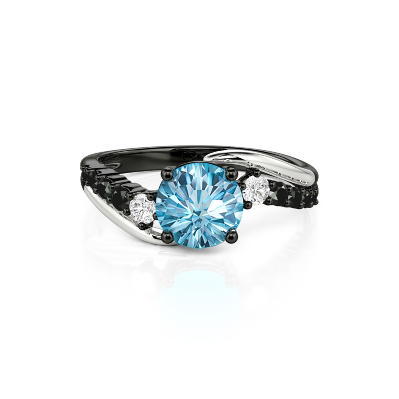 Jeulia Parallel Meet Bypass Firework Cut Topaz Promise Ring
