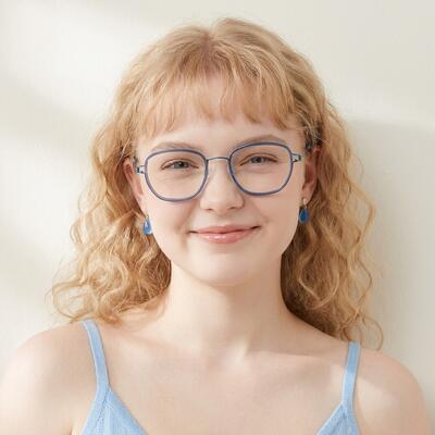 Hall Blue Square Glasses