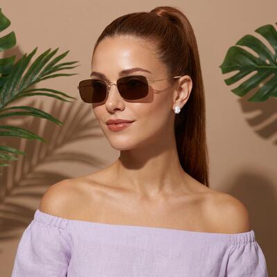 Louise Gold Rectangle Sunglasses