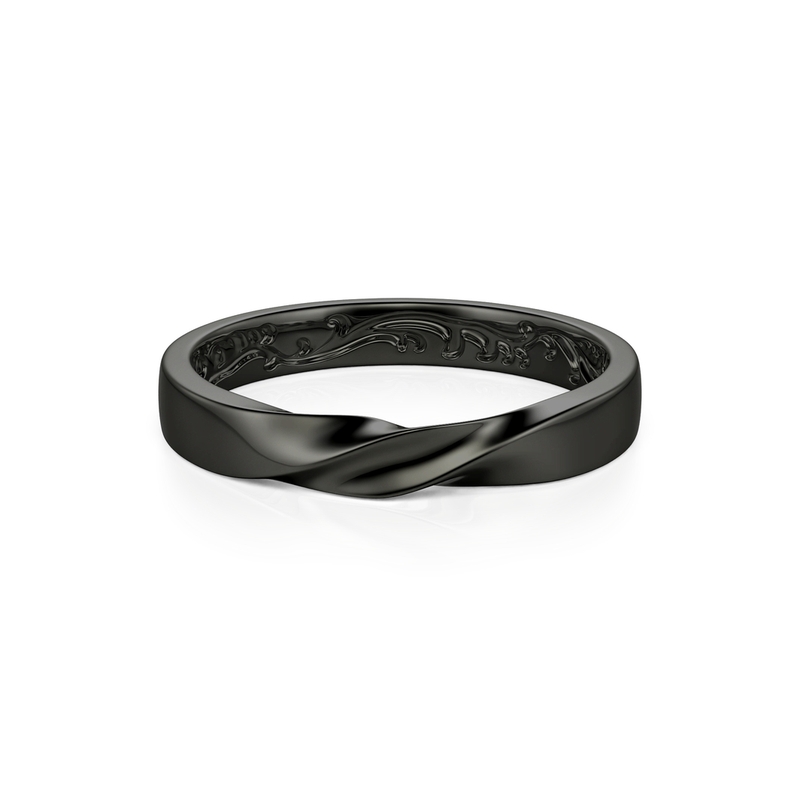 Jeulia Black Twisted Engraved Vine Wedding Band for Men