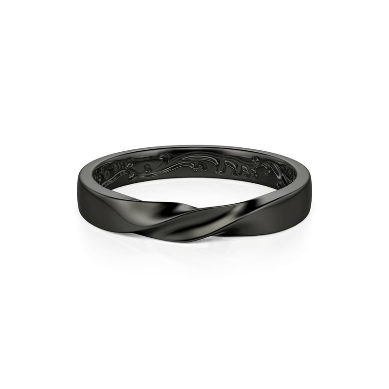Jeulia Black Twisted Engraved Vine Wedding Band for Men