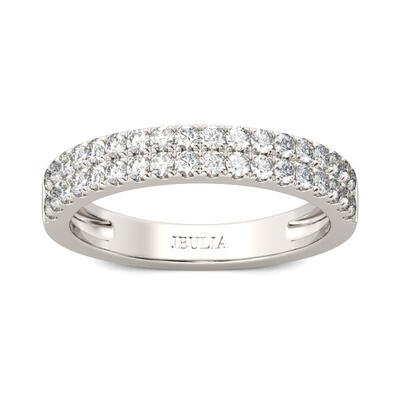 Jeulia Simple Round Cut Sterling Silver Women's Band
