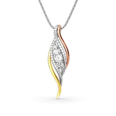 Jeulia Dainty Tri-Tone Necklace