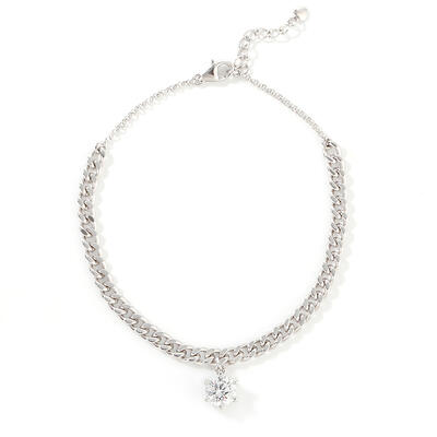 Jeulia Simple Design Round Cut Sterling Silver Anklet