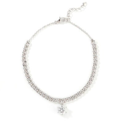 Jeulia Simple Design Round Cut Sterling Silver Anklet