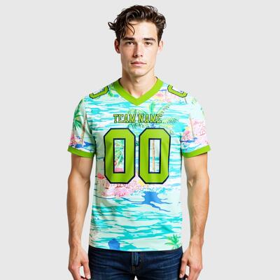 Custom Football Jersey 3D Pattern Beach Seawater Flamingo Mesh Authentic