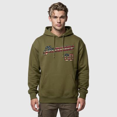 Custom Stitched Olive Vintage USA Flag-Black Sports Pullover Sweatshirt Salute To Service Hoodie