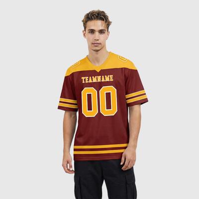 Fan Edition Custom Burgundy Football Jersey - Team-Color Style Personalized Name Number for Game Day