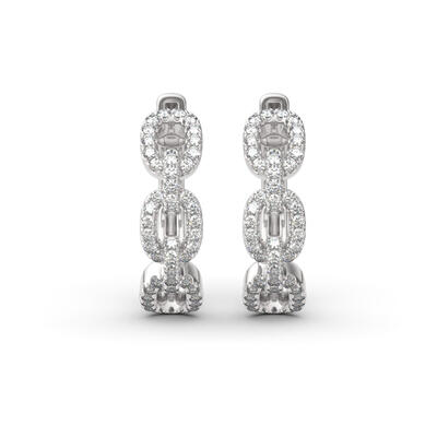 Jeulia Interlocking Design Round Cut Sterling Silver Hoop Earrings