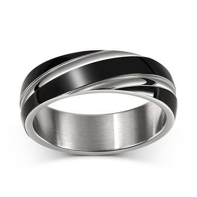 Jeulia Black Simple Titanium Steel Men's Band