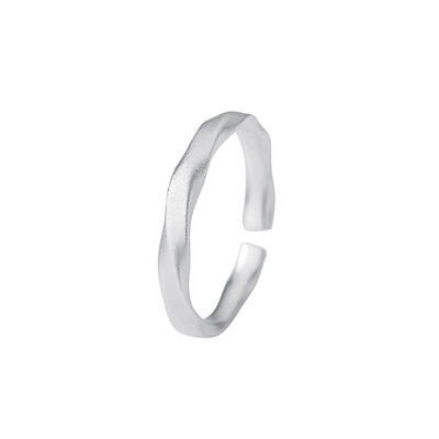Jeulia Twist Texture Matte Sterling Silver Adjustable Women's Band