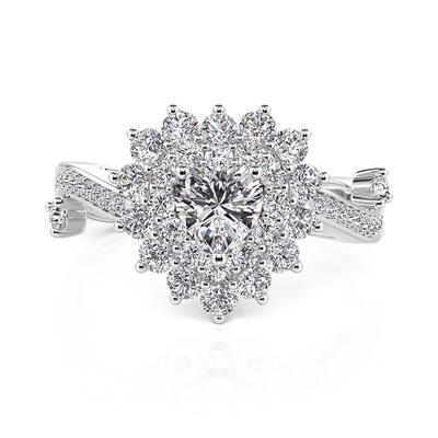 Jeulia Double Halo Twist Heart Promise Ring Sterling Silver