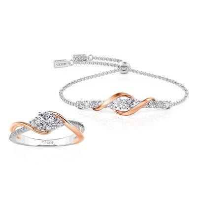 Jeulia Custom Twist Ribbon Two Tone Jewelry Set