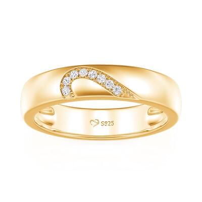 Jeulia Heart Inspired Yellow Gold Women's Wedding Band