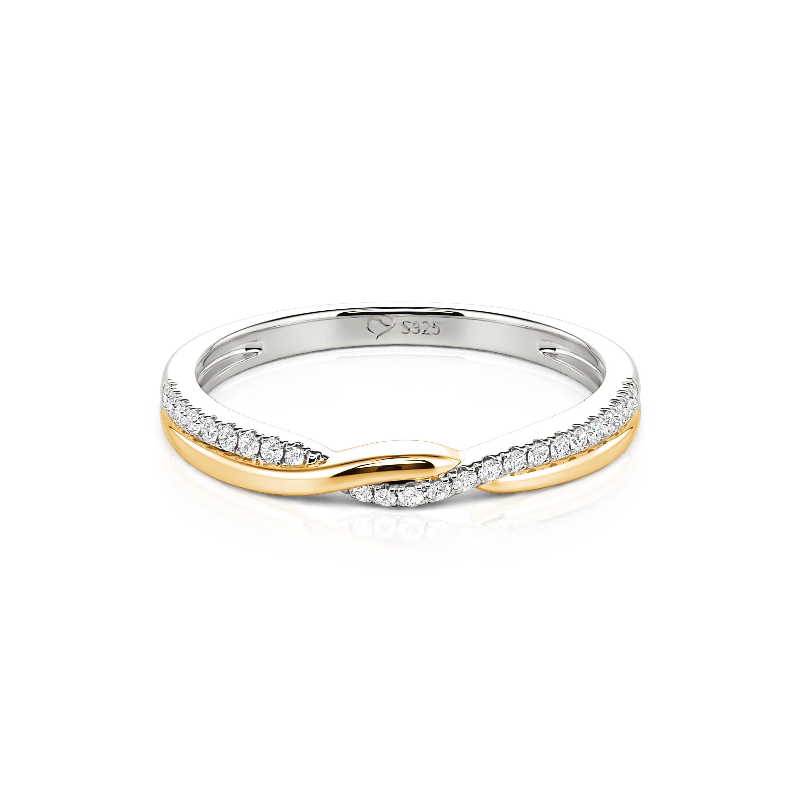 Jeulia Twist Two Tone Pave Wedding Band for Women