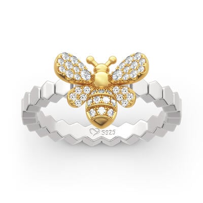 Jeulia Bee Design Sterling Silver Ring