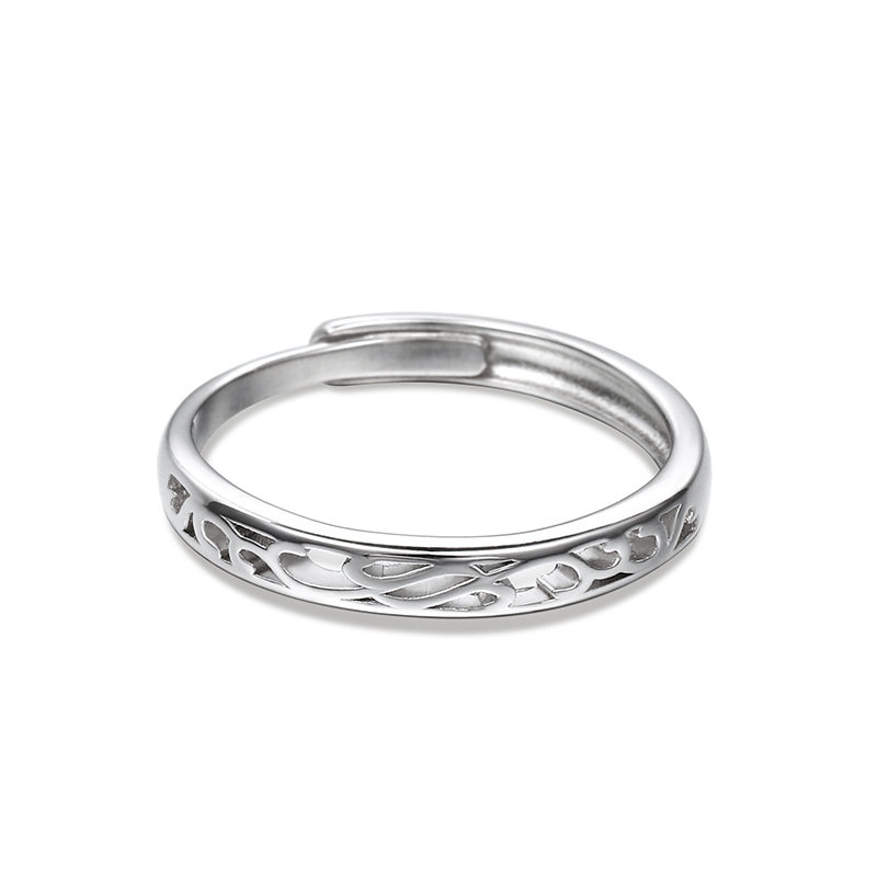 Jeulia "Endless Love" Vine Flower Design Adjustable Sterling Silver Women's Band
