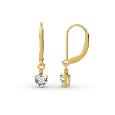 Jeulia Simple Round Cut Sterling Silver Drop Earrings