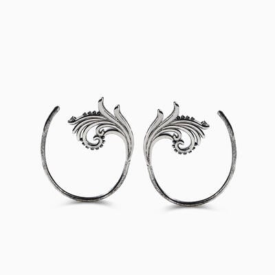 Jeulia "Wave Spiral" Slide Through Sterling Silver Earrings