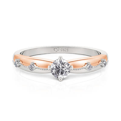 Jeulia Two Tone Princess Gown Engagement Ring Sterling Silver