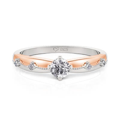 Jeulia Two Tone Princess Gown Engagement Ring Sterling Silver