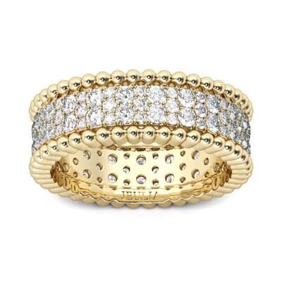 Jeulia Bead Round Cut Sterling Silver Women's Band