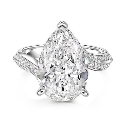 Jeulia "Intertwining" Pear Cut Sterling Silver Ring