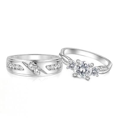 Jeulia Classic Round Cut Promise Rings for Couples