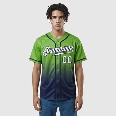 Custom Neon Green Fade Fashion Baseball Jersey – Personalized Name, Number, Logo & Bulk Orders