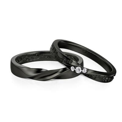 Jeulia Trauringe Natur Inspiriert Twist Gravur Schwarz