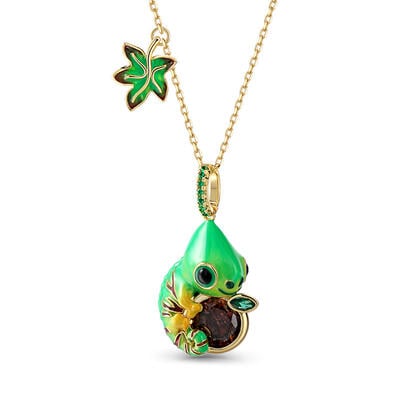 Jeulia Dreamy Garden Chameleon Sterling Silver Necklace