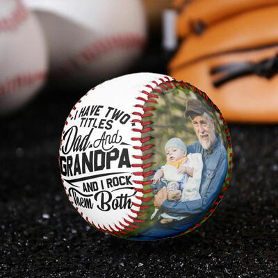 Customized Baseball with Photos Added as a Gift for Grandpa