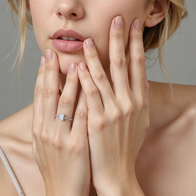 "Swear on Love" 0.8ct Radiant Cut Side Stone Engagement Ring