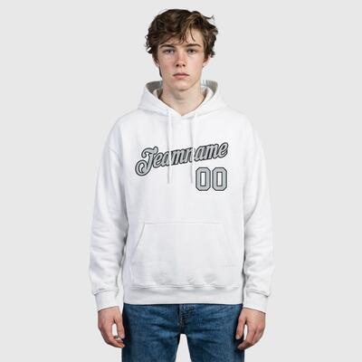 Custom Stitched White Sports Pullover Sweatshirt Hoodie Breathable Material Suitable for Sports Personalized Team Name
