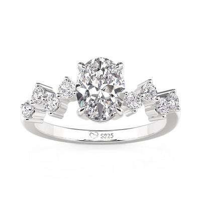 Jeulia Classic Heartbeat Oval Engagement Ring