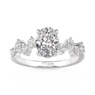 Jeulia Classic Heartbeat Oval Engagement Ring