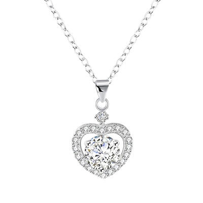 Jeulia Heart Halo Sterling Silver Necklace
